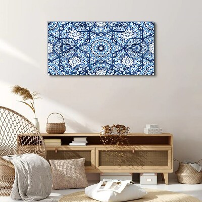 Geometric patterns in shades of blue Print on canvas