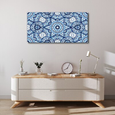 Geometric patterns in shades of blue Print on canvas