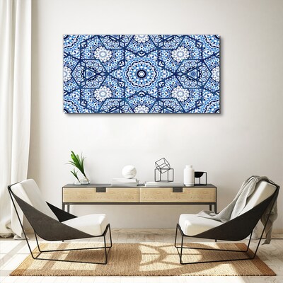Geometric patterns in shades of blue Print on canvas