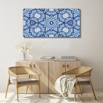 Geometric patterns in shades of blue Print on canvas