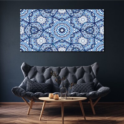 Geometric patterns in shades of blue Print on canvas