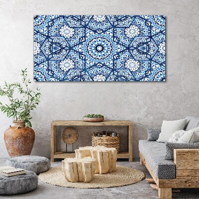 Geometric patterns in shades of blue Print on canvas