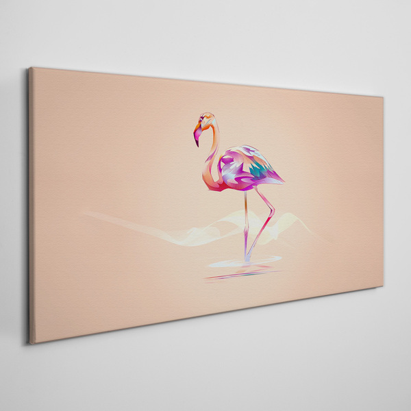 Pink flamingo on pastel background Canvas wall art