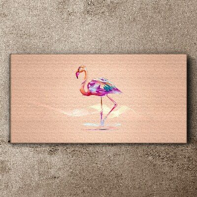 Pink flamingo on pastel background Canvas wall art
