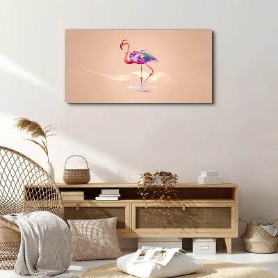 Pink flamingo on pastel background Canvas wall art