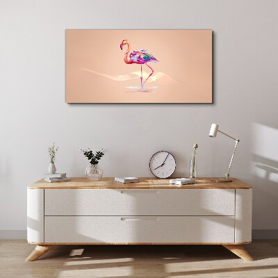 Pink flamingo on pastel background Canvas wall art