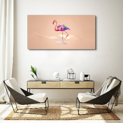 Pink flamingo on pastel background Canvas wall art