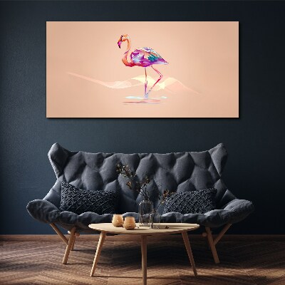 Pink flamingo on pastel background Canvas wall art