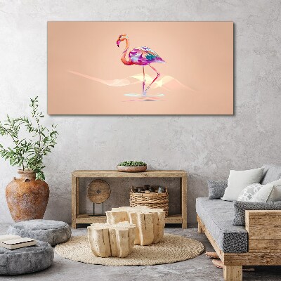 Pink flamingo on pastel background Canvas wall art