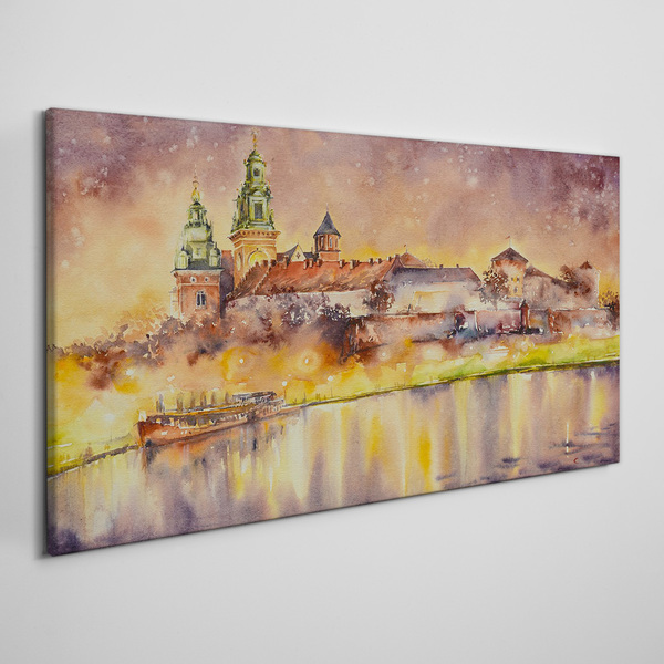Golden reflections on the river Print on canvas