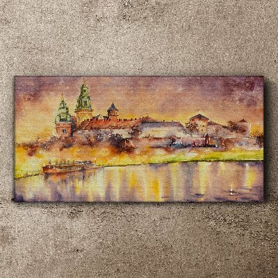 Golden reflections on the river Print on canvas
