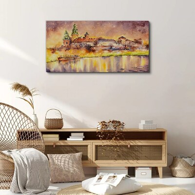 Golden reflections on the river Print on canvas