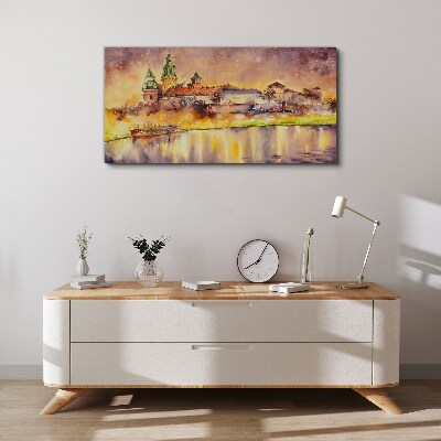 Golden reflections on the river Print on canvas