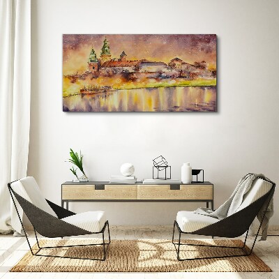Golden reflections on the river Print on canvas