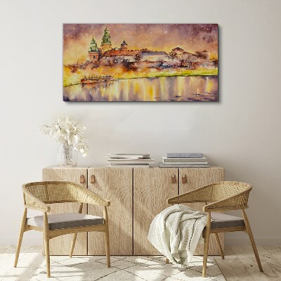 Golden reflections on the river Print on canvas