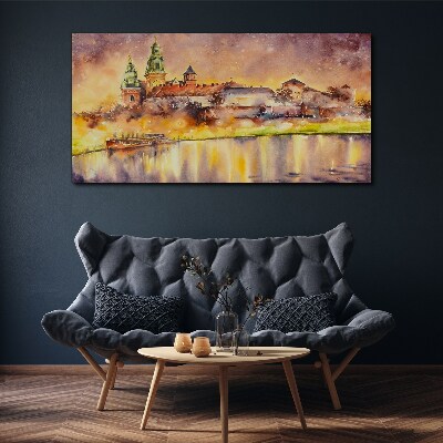 Golden reflections on the river Print on canvas