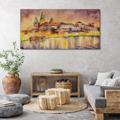 Golden reflections on the river Print on canvas