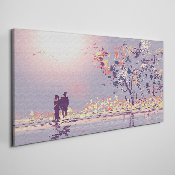 Romantic sunset walk Print on canvas