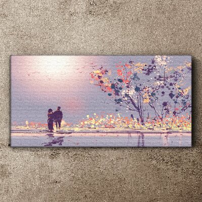 Romantic sunset walk Print on canvas