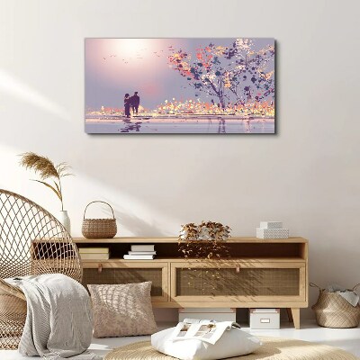Romantic sunset walk Print on canvas