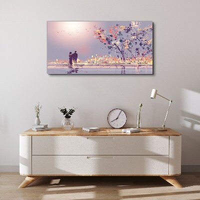 Romantic sunset walk Print on canvas