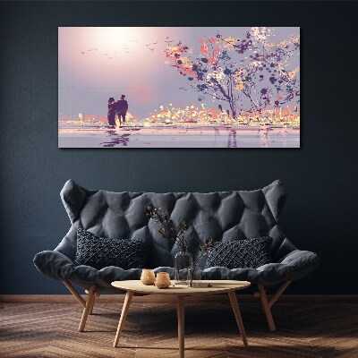 Romantic sunset walk Print on canvas