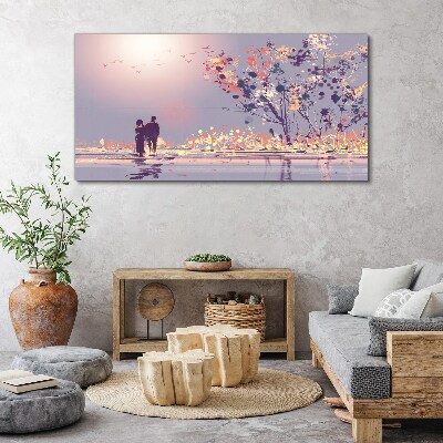 Romantic sunset walk Print on canvas