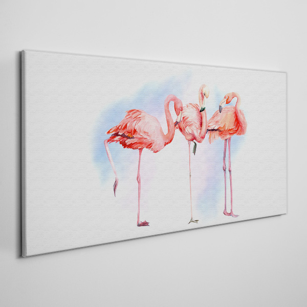 Pink flamingos on a pastel background Canvas wall art