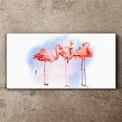 Pink flamingos on a pastel background Canvas wall art