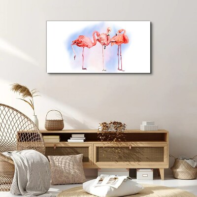 Pink flamingos on a pastel background Canvas wall art