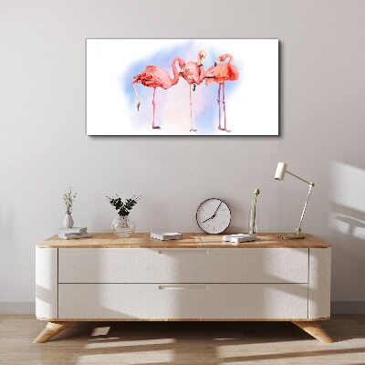 Pink flamingos on a pastel background Canvas wall art