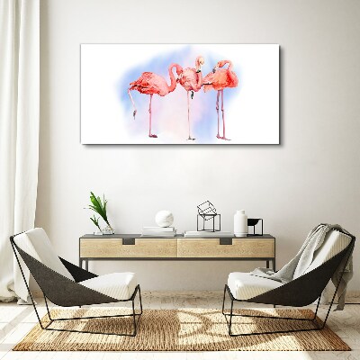 Pink flamingos on a pastel background Canvas wall art