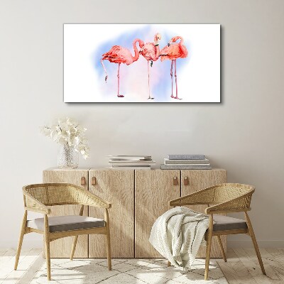 Pink flamingos on a pastel background Canvas wall art