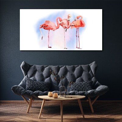 Pink flamingos on a pastel background Canvas wall art