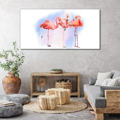 Pink flamingos on a pastel background Canvas wall art