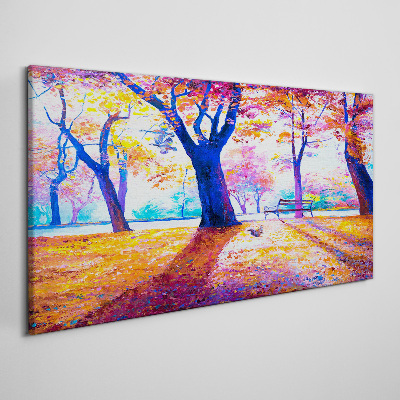 Autumn scenery in rainbow colors Print on canvas