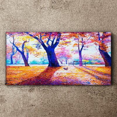 Autumn scenery in rainbow colors Print on canvas