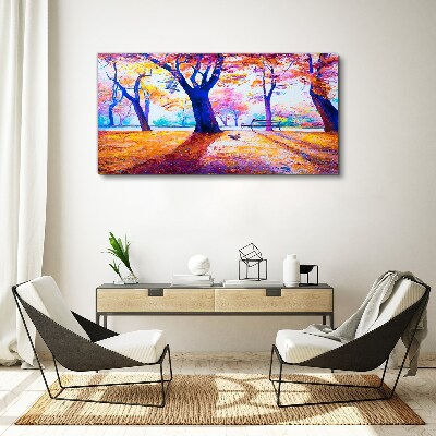 Autumn scenery in rainbow colors Print on canvas