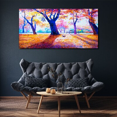 Autumn scenery in rainbow colors Print on canvas