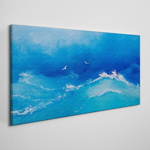 Birds sea waves sky Canvas Wall art