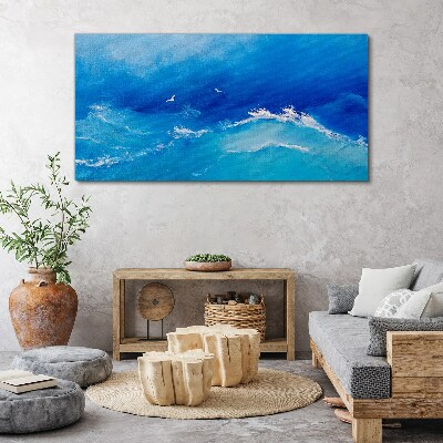 Birds sea waves sky Canvas Wall art