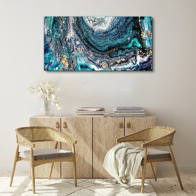 Cosmic waves in shades of blue Print on canvas