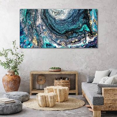 Cosmic waves in shades of blue Print on canvas