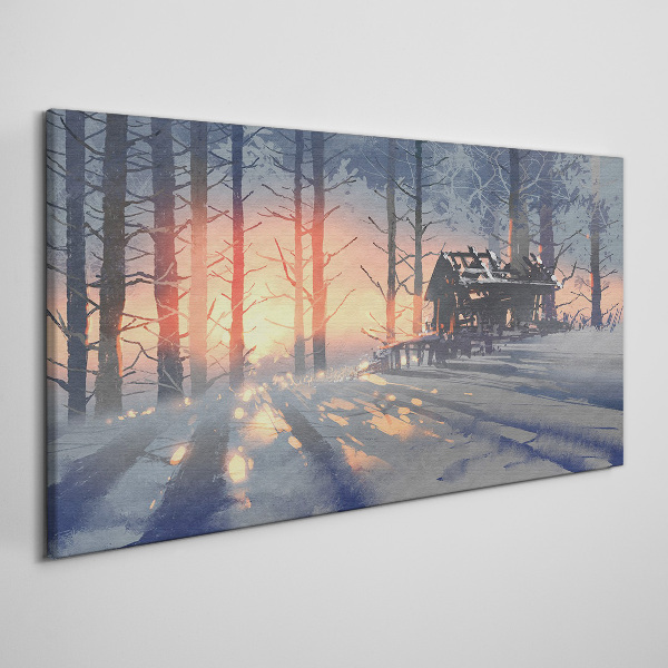 Winter morning in the forest Canvas wall art