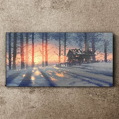 Winter morning in the forest Canvas wall art