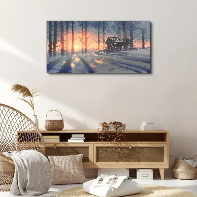 Winter morning in the forest Canvas wall art