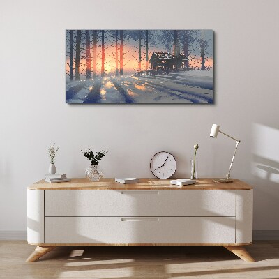 Winter morning in the forest Canvas wall art