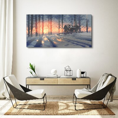 Winter morning in the forest Canvas wall art