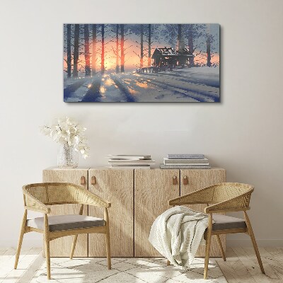 Winter morning in the forest Canvas wall art
