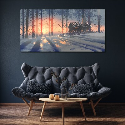 Winter morning in the forest Canvas wall art